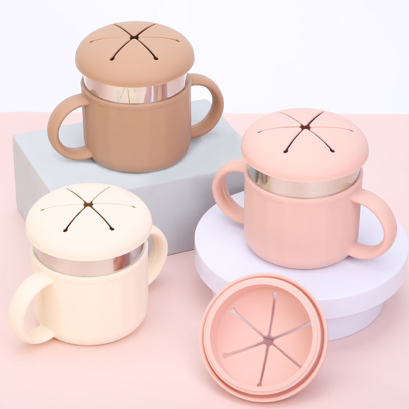 piips | 6-i-1 Kopp i Rustfritt Stål og Silikon, 220 ml - Rosa