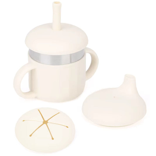 piips | 6-i-1 Kopp i Rustfritt Stål og Silikon, 220 ml - Hvit