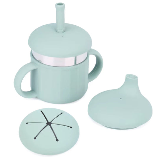 piips | 6-i-1 Kopp i Rustfritt Stål og Silikon, 220 ml - Dus Grønn