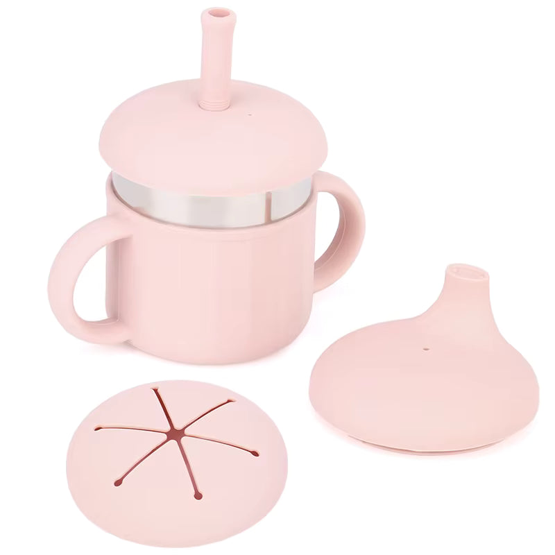 piips | 6-i-1 Kopp i Rustfritt Stål og Silikon, 220 ml - Rosa