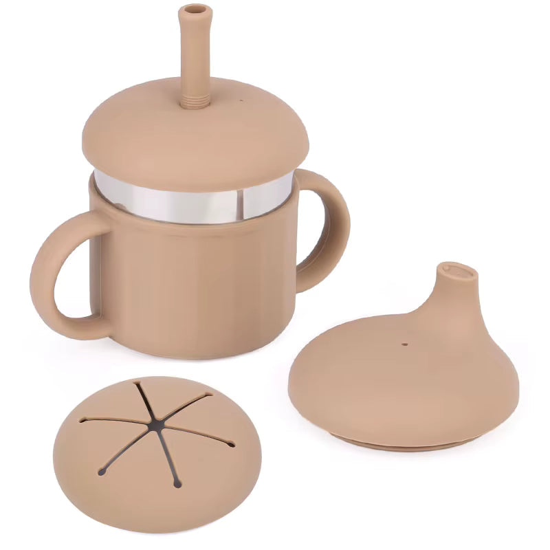 piips | 6-i-1 Kopp i Rustfritt Stål og Silikon, 220 ml - Karamell